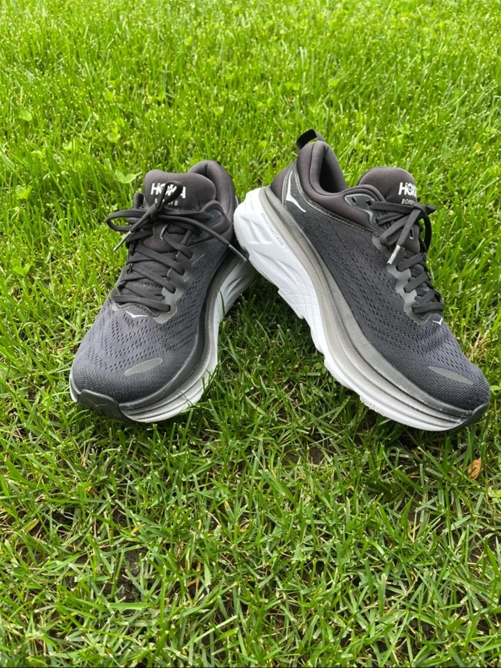 Hoka One One Bondi 8 | Women's Black White Comfort Walking Running Shoes | 8